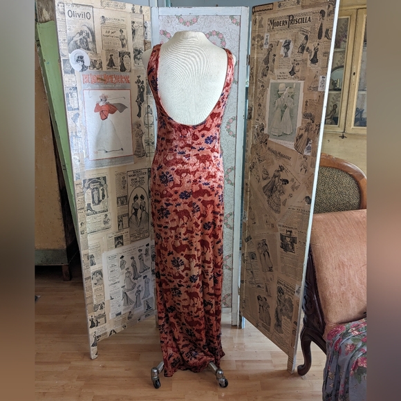 SOLD 1970s Maxi Dress Novelty Print Boho Velvet Animals OOAK Mercer Arts Center - Picture 4 of 12